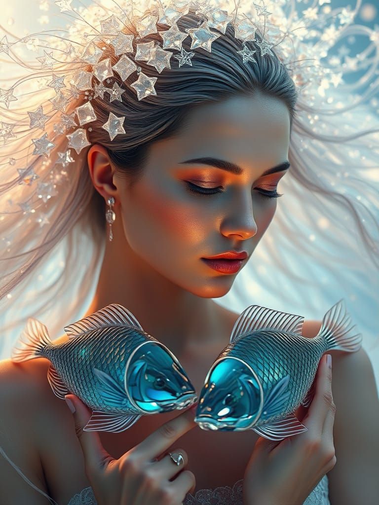 Ethereal Goddess Adorns Herself with Crystal Glass Stars