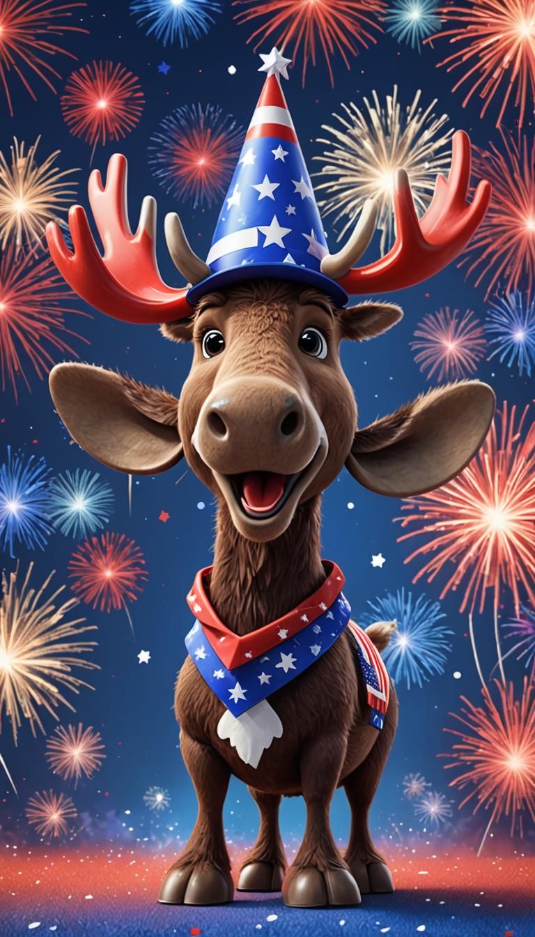 Patriotic Moose Celebrates July 4th in Pixar Style