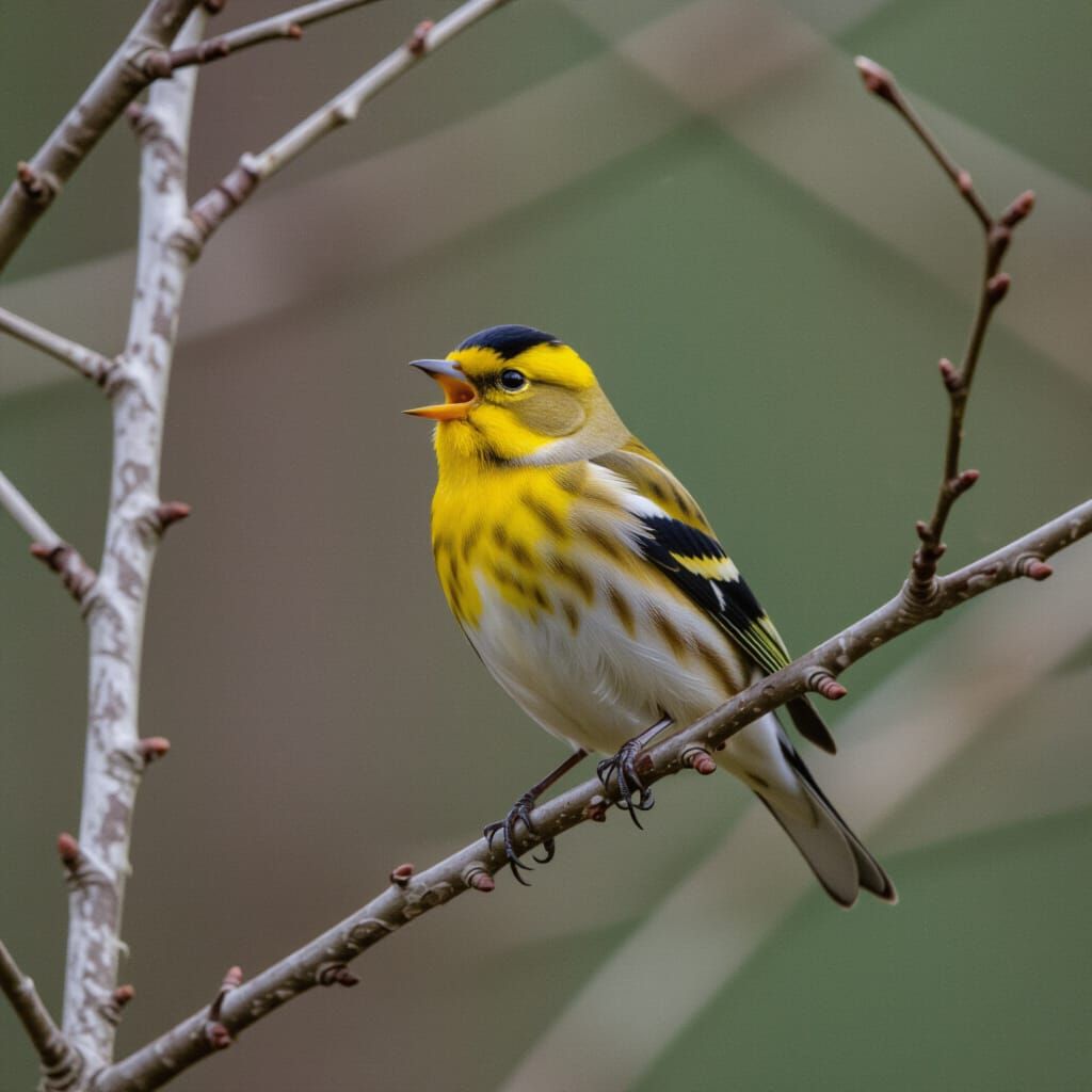 Golden Finch Singing in the Woods