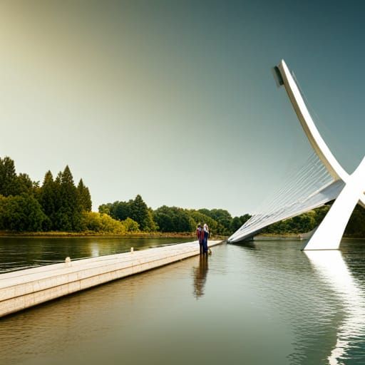 Couple on Sundial Bridge: Fantastical Matte Painting