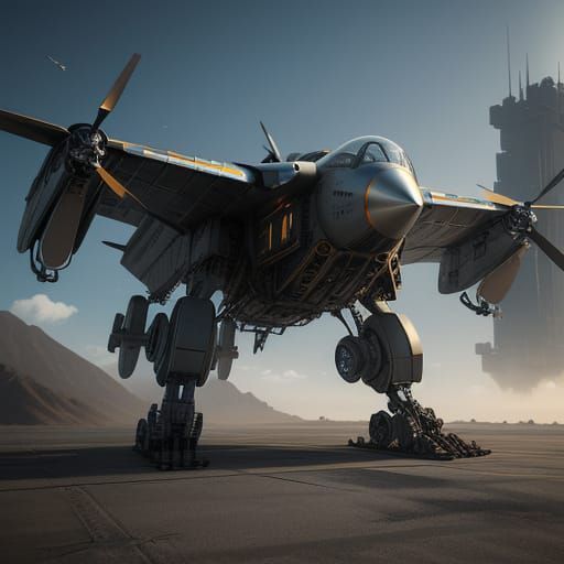 Futuristic Robotic Bird Jet in Sci-Fi Style