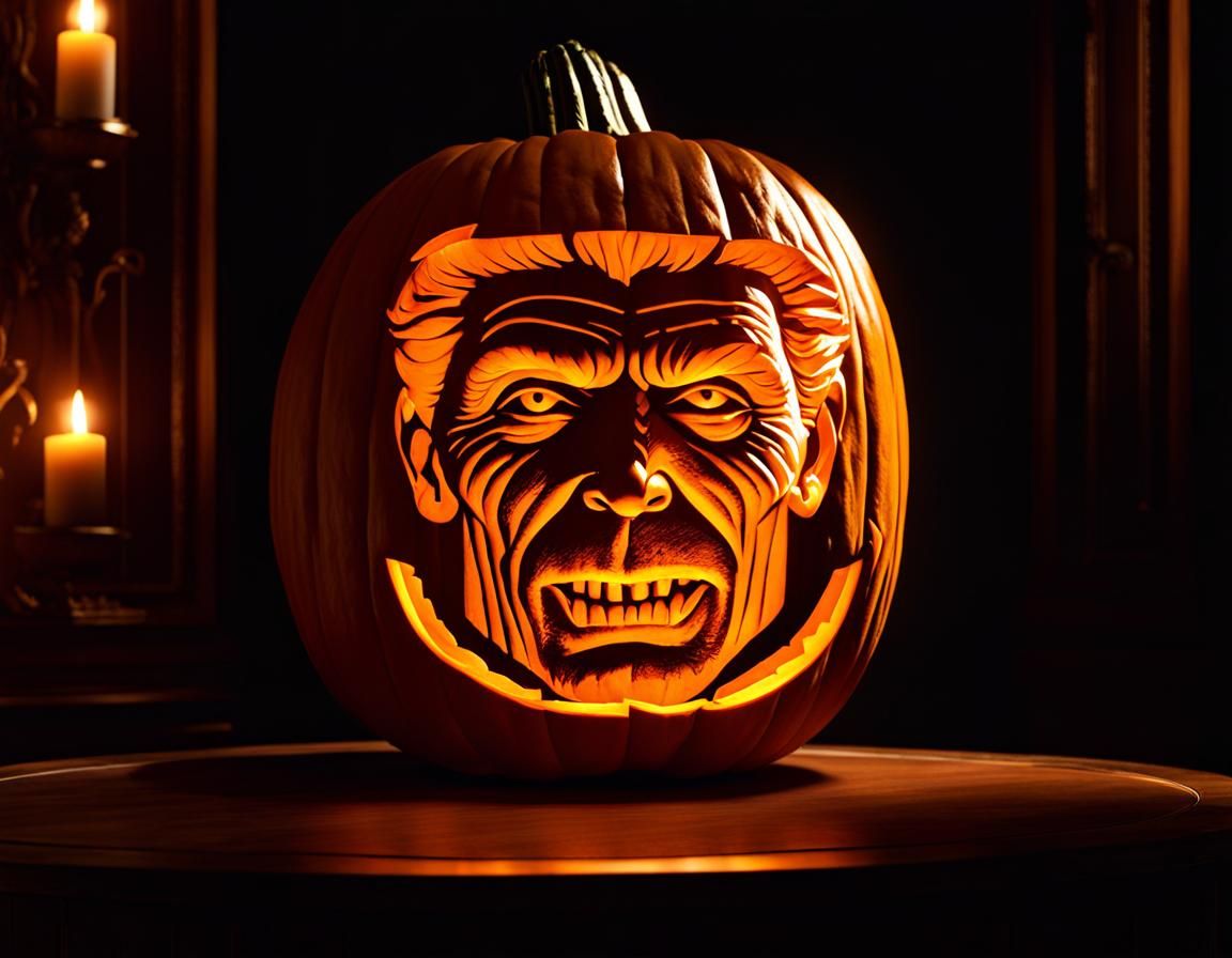 Willem Dafoe Jack-o-Lantern with Interior Glow
