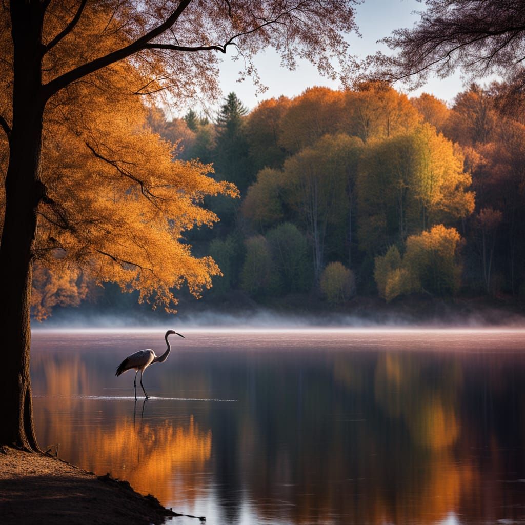 Golden Dawn Over a Serene Lake in Soft Focus