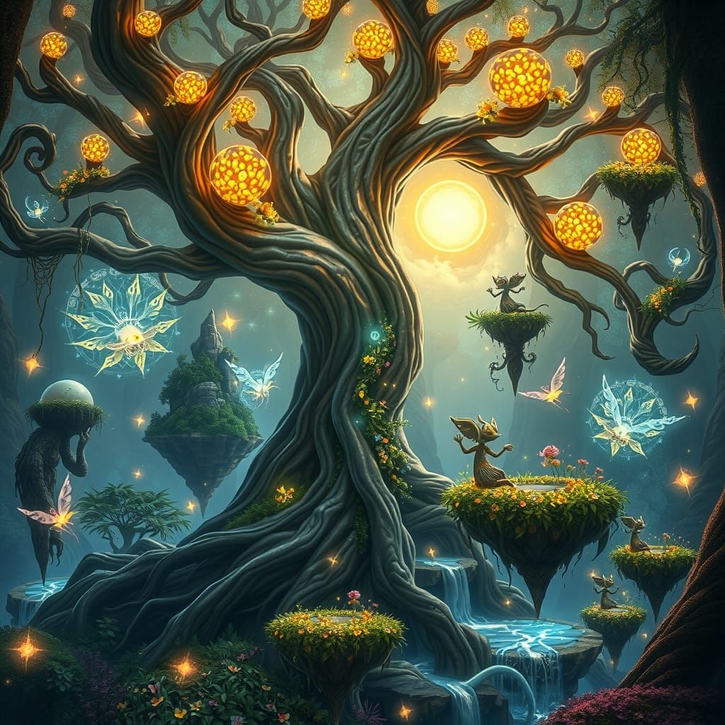 Mystical Tree in Ethereal Fantasy World