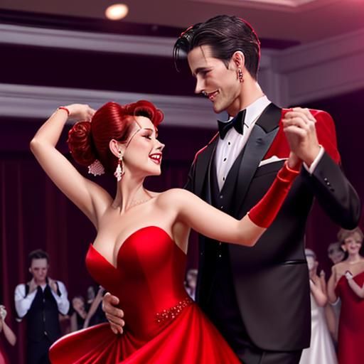 Elegant Couple Dancing at a Formal Event