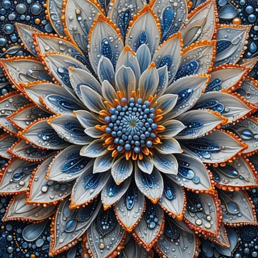 Luminous Blue Flower with Elegant, Shimmering Petals