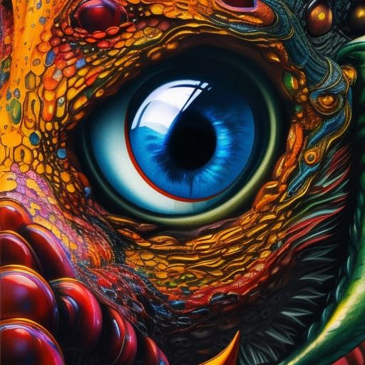 Hyperdetailed Dragon Eye in Oil Gouache