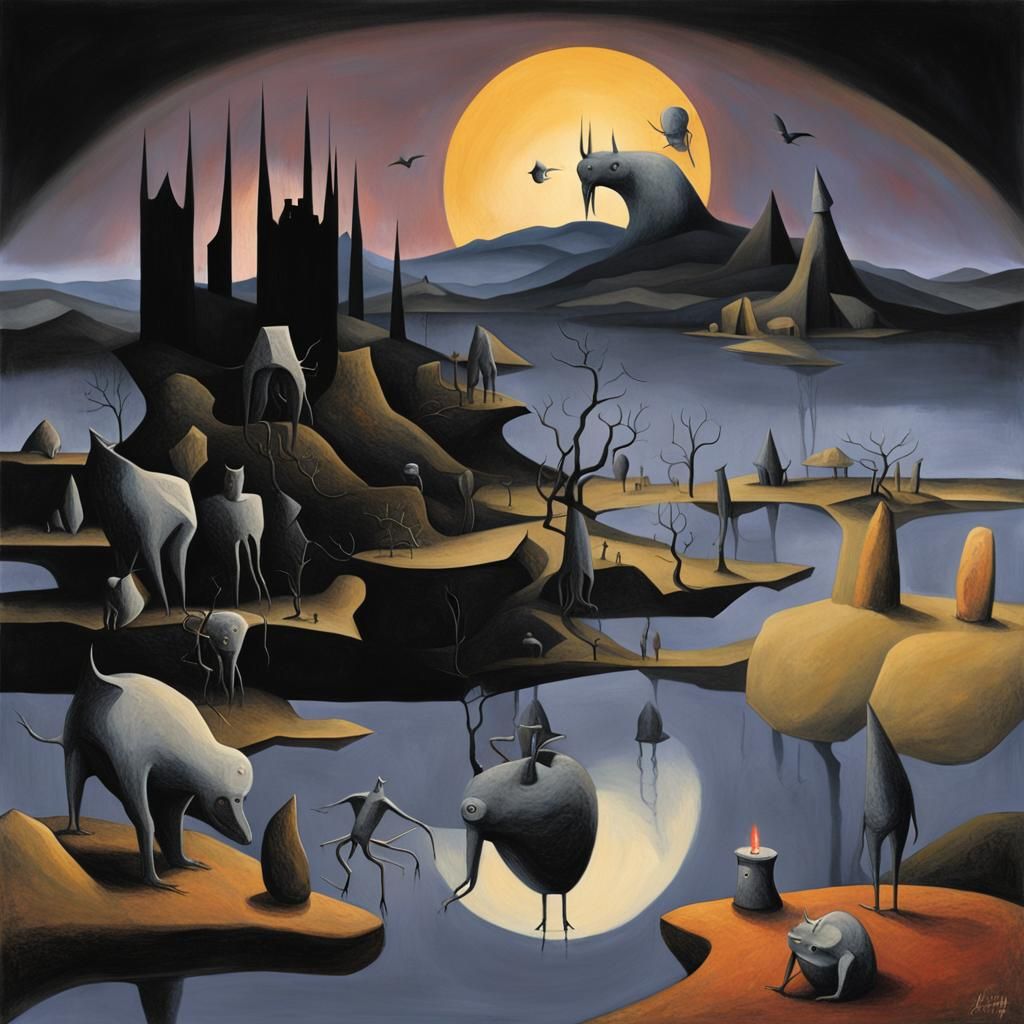 Surreal Underworld Dreamscape in Eerie Style