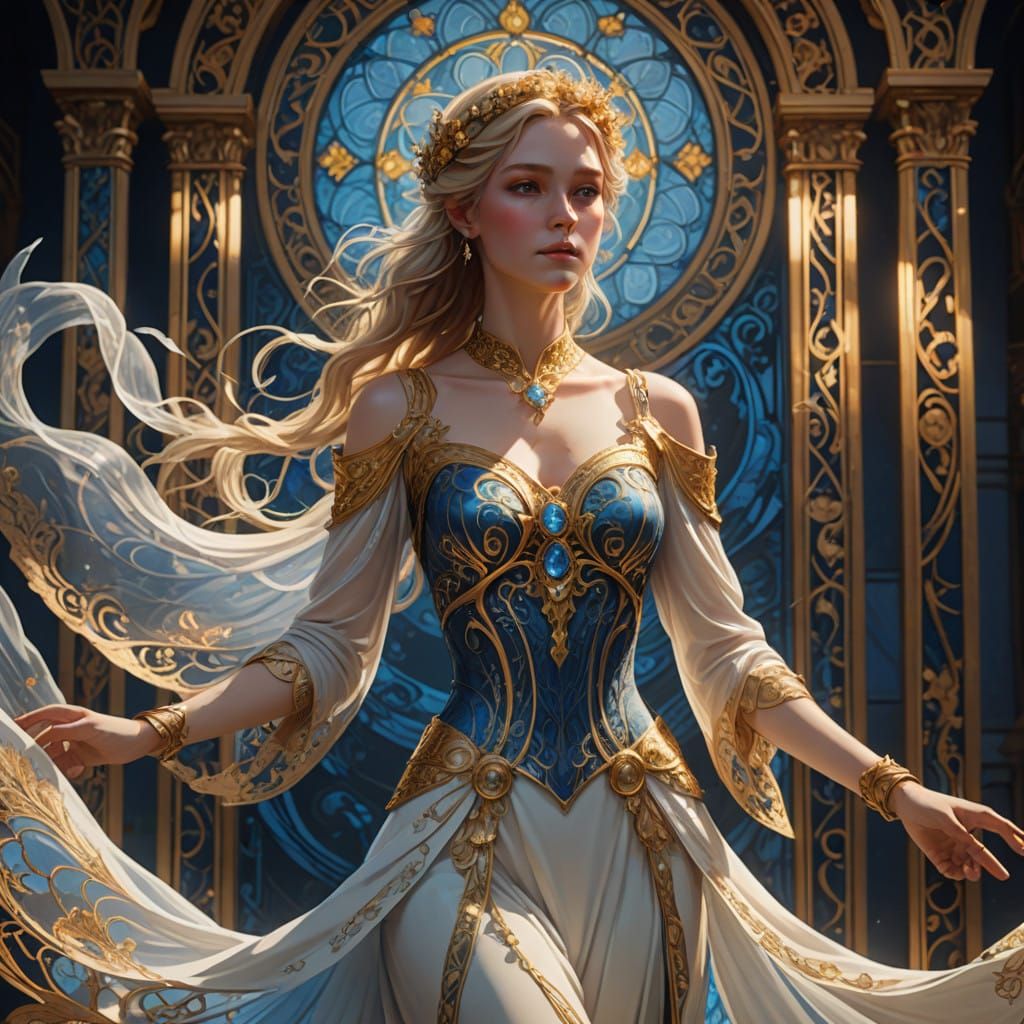 Ethereal Angel Dazzles with Radiant Blue Flame