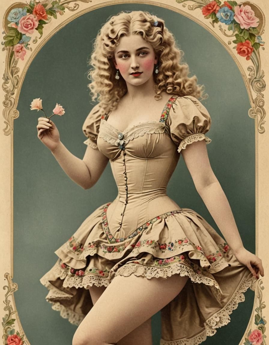 Vintage Theater Card of a Curvy Blonde Woman