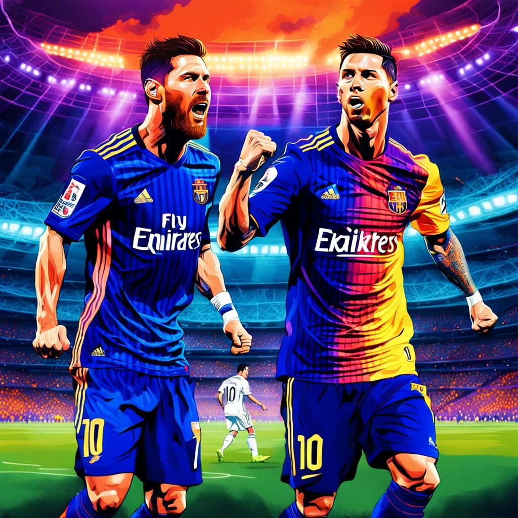 Messi and Ronaldo Surreal Sports Concept Art