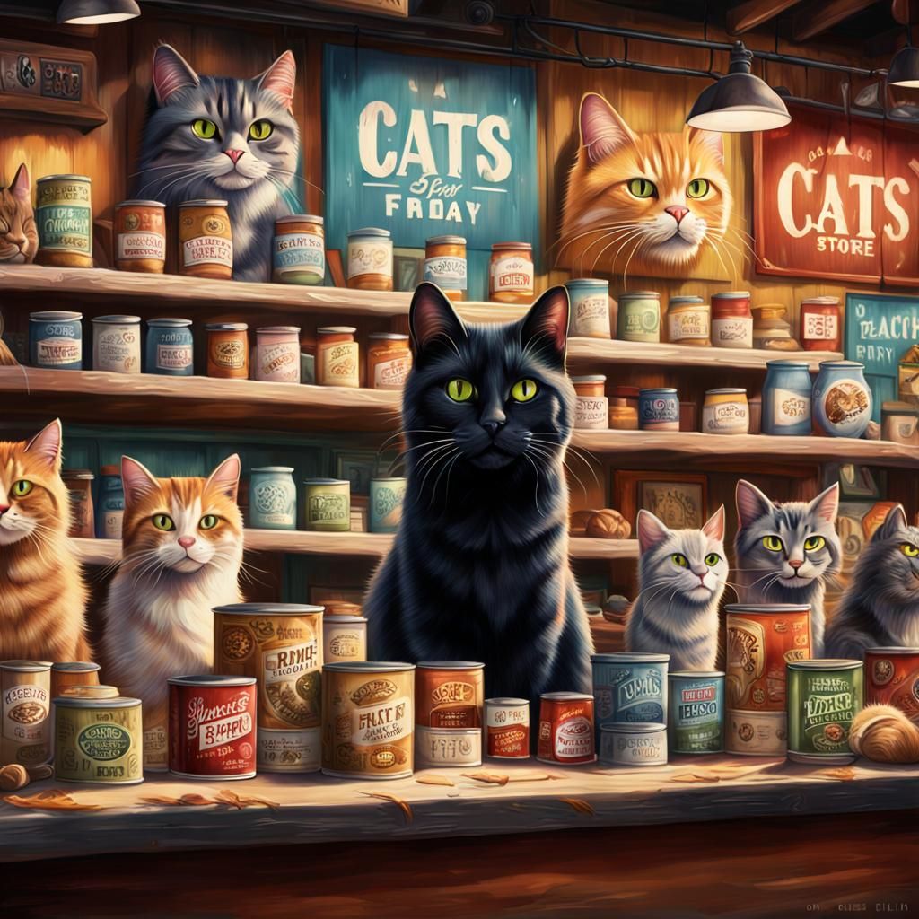 Hyperrealistic Cats Blocking Store Doors on Black Friday