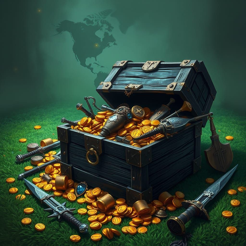 Pirate Loot Chest Overflowing with Gold and Jewels