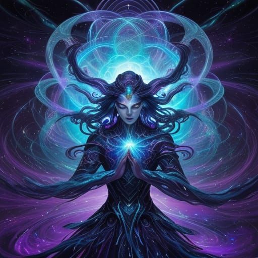 Surreal Cosmic Horror Creature Tears Through Swirling Vortex