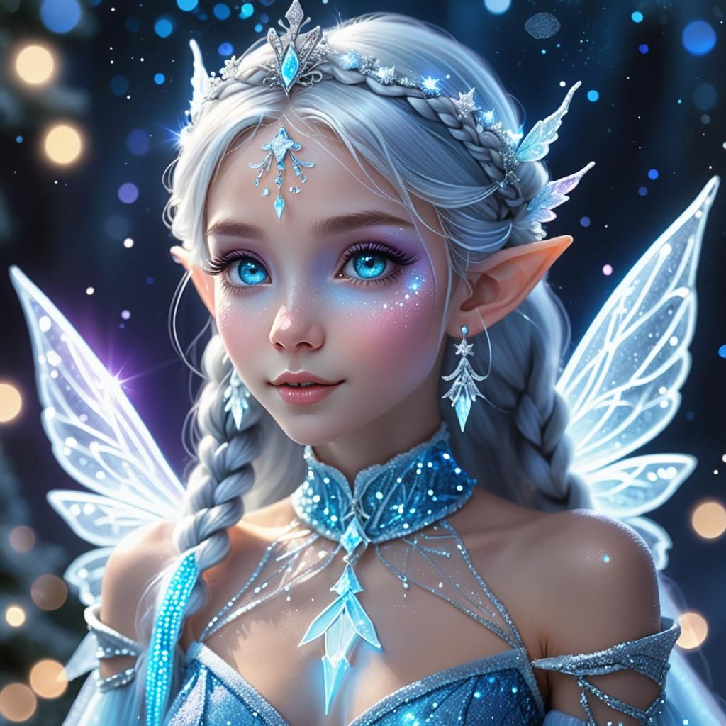 Majestic Winter Fairy with a Glowing Wand