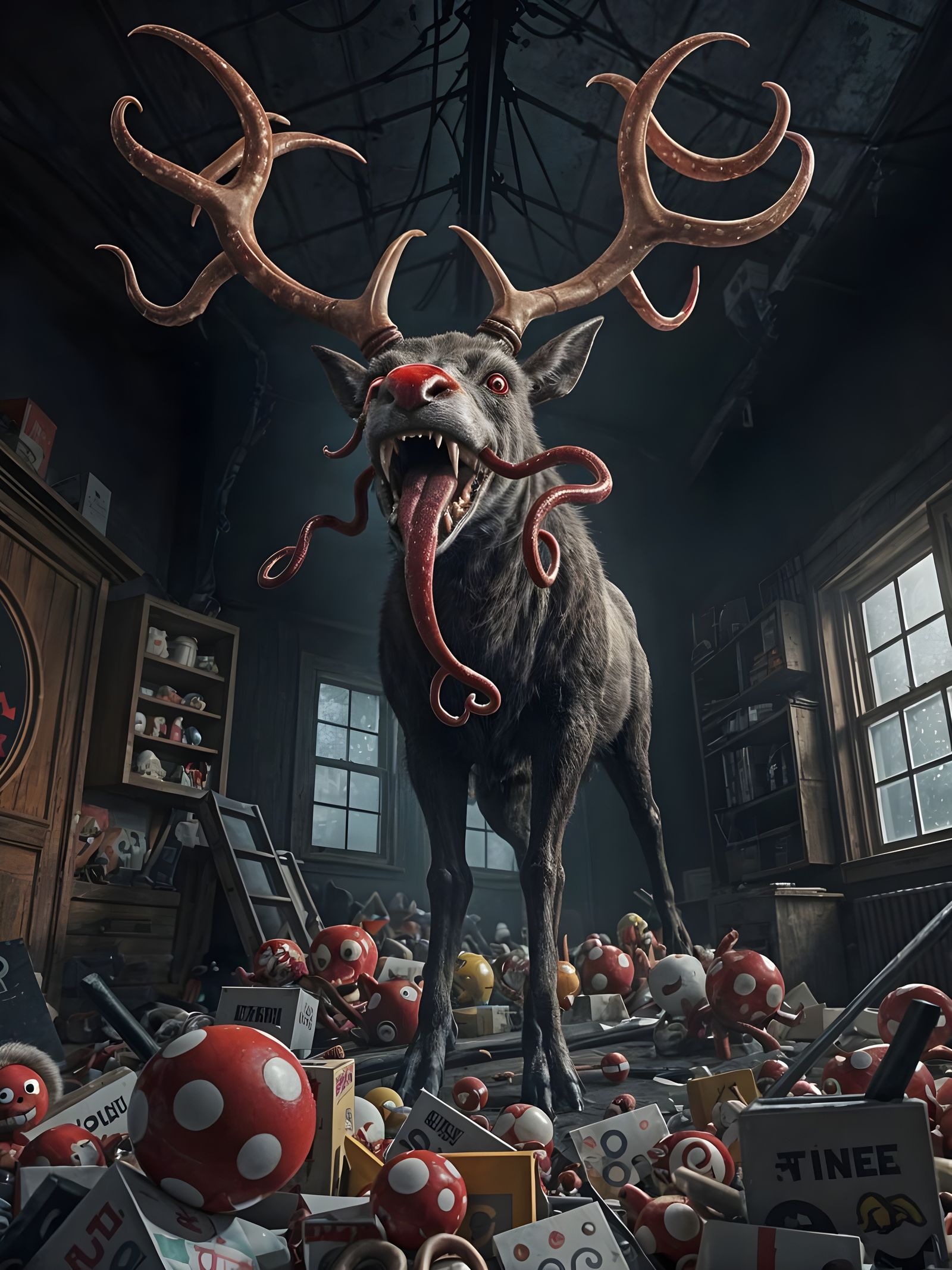 Eldritch Reindeer in the Toy Shop