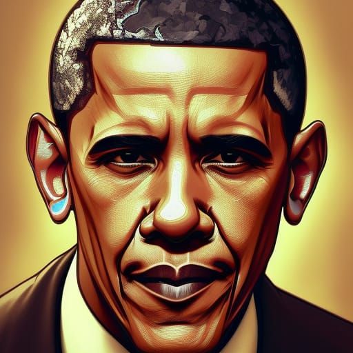 Detailed Portrait of Obama in Art Nouveau Style