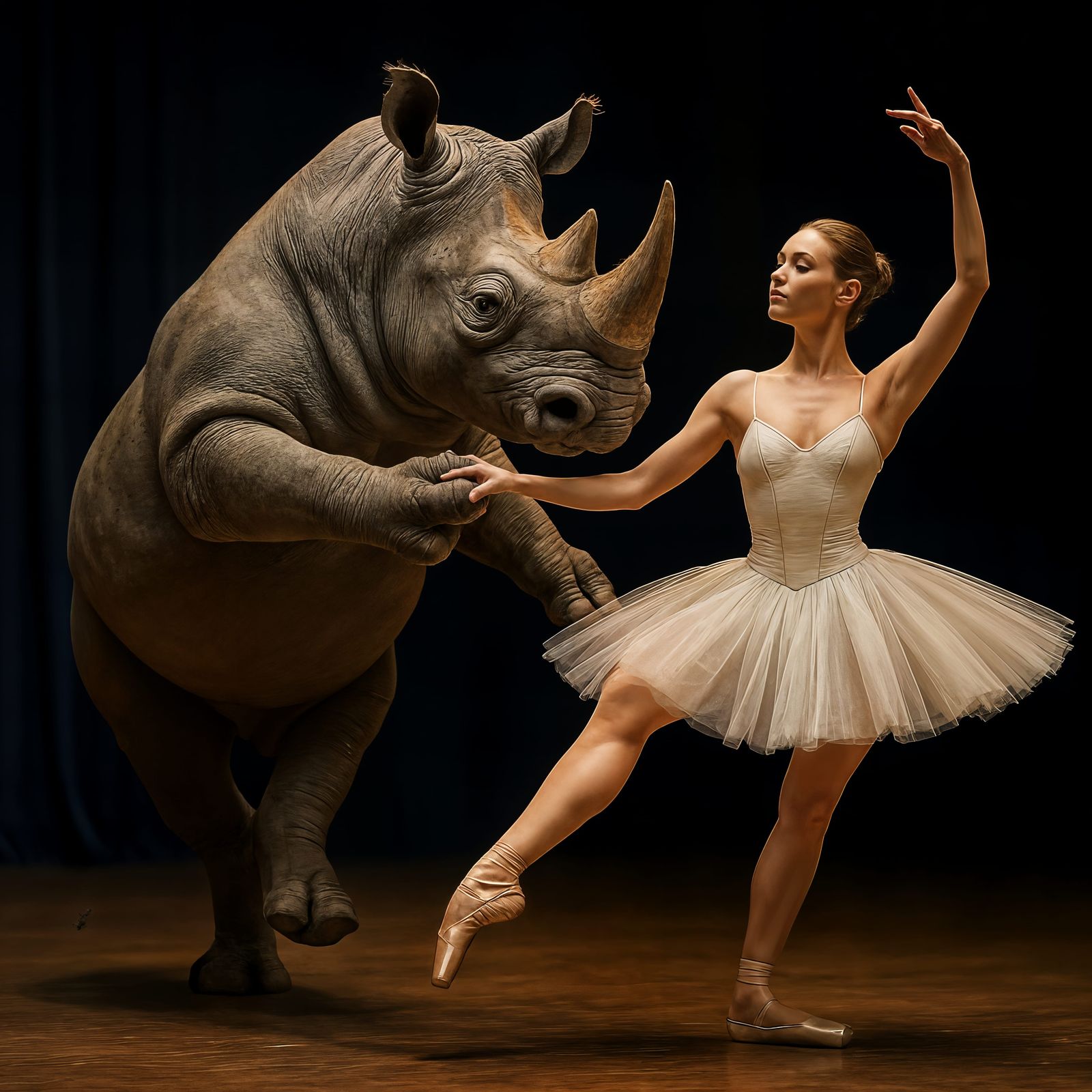 Rhino Ballerina Duo Dances on Stage in CGI
