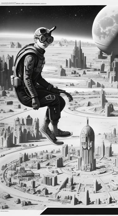 Dame Noor Arrives in Marsport: Art Deco Cityscape