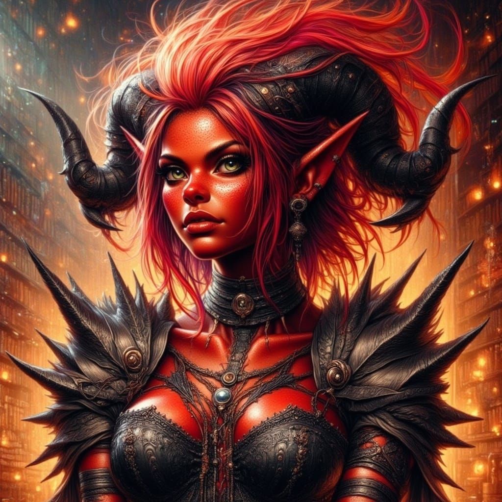 Cyberpunk Demon Goddess in Dark Gothic Splendor