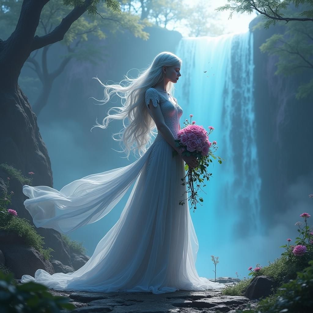 Mystical Rose in Surreal Environment, Dreamlike Fantasy Art