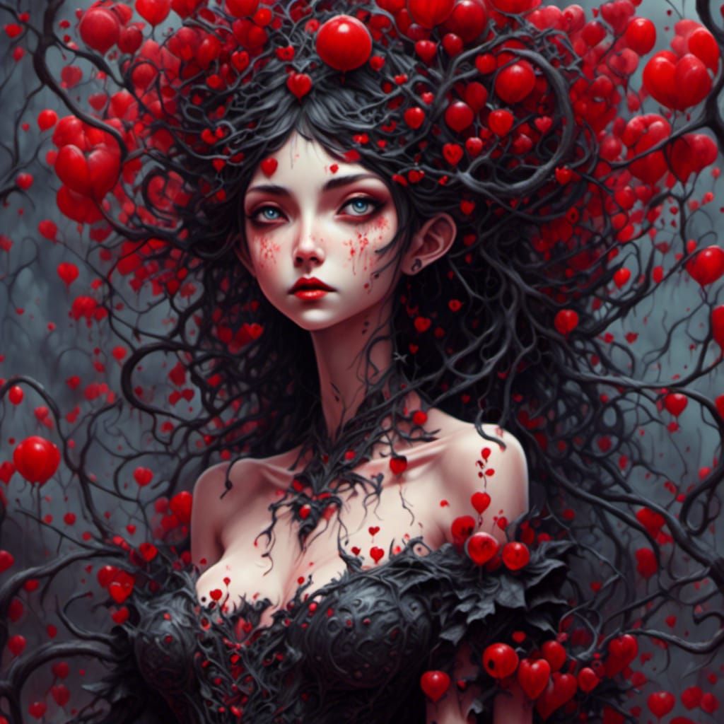 Crimson Witch in Dark Fantasy Art Style