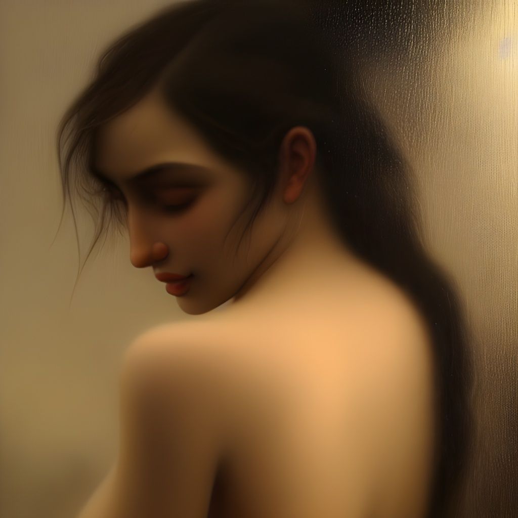 Exotic Woman Undressing in Rain, Photorealistic Post-Apocaly...