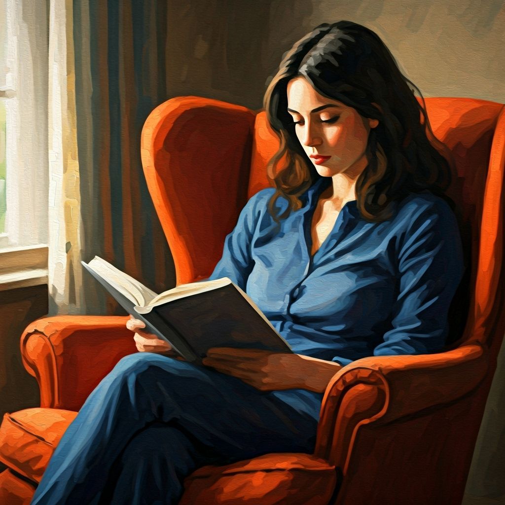 Woman Reading in Armchair in Helen Frankenthaler Style