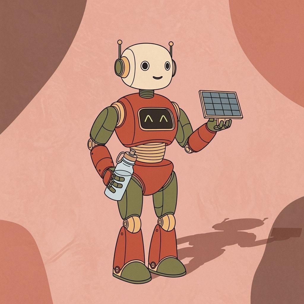 Friendly AI Robot Sales Agent in Organic Line Art