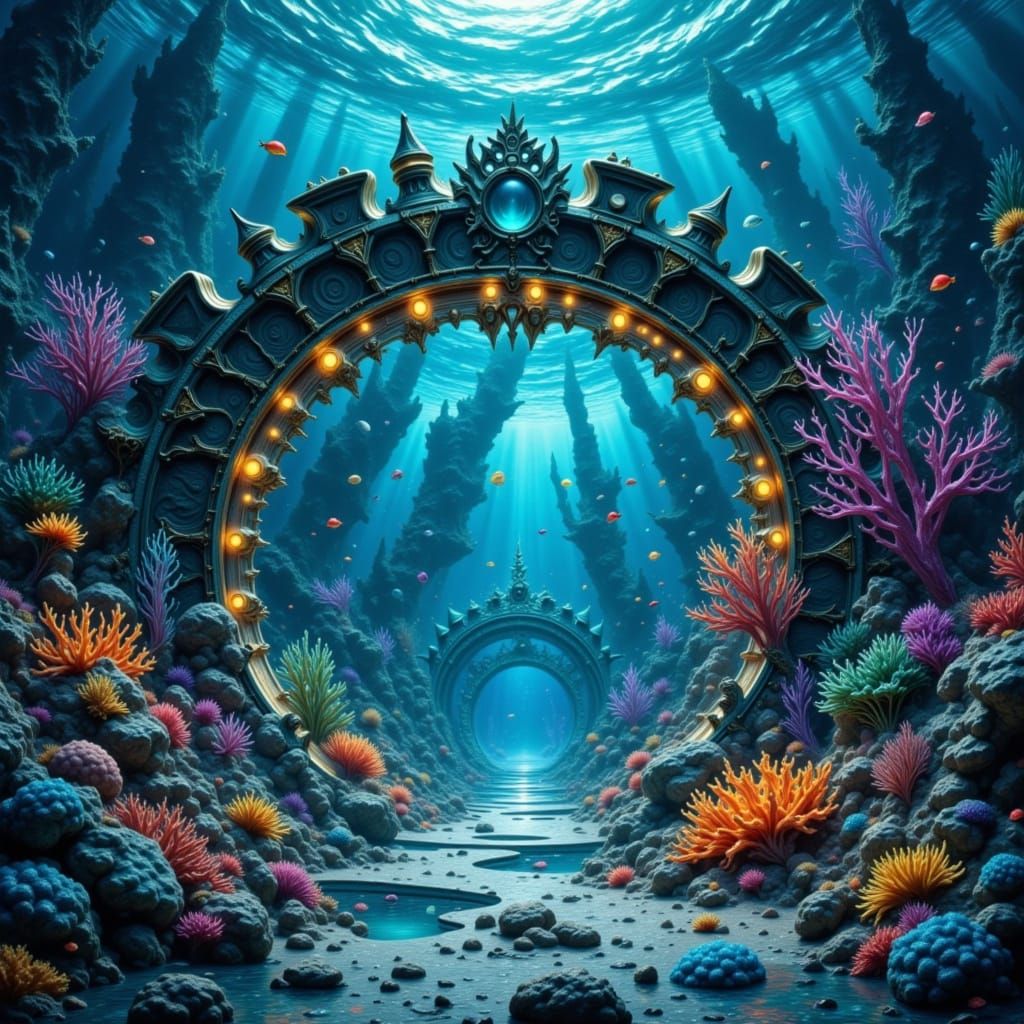 Underwater Archway to Glowing Fantasy Realm