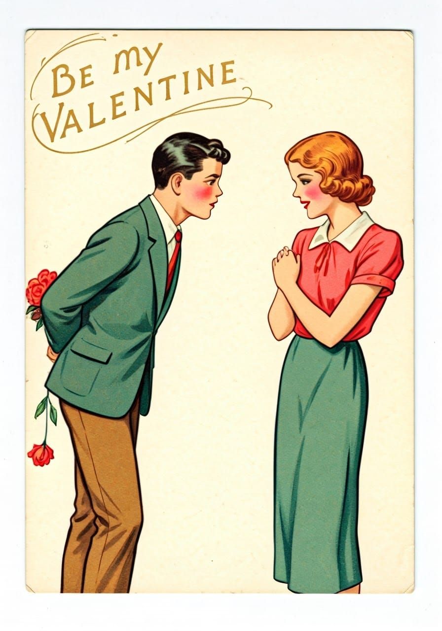 Shy Young Man Asks Out in Vintage Valentine's Style