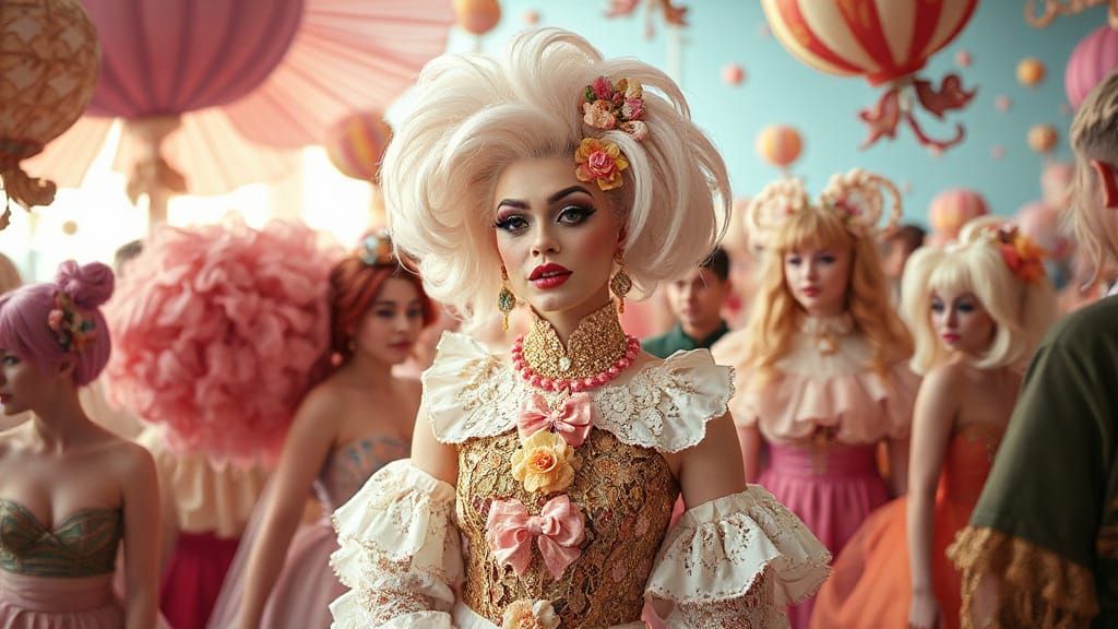 Androgynous Drag Queen in a Fantastical Realm