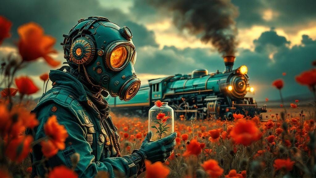 Dystopian Oxygen Collector in Selective Color Photo