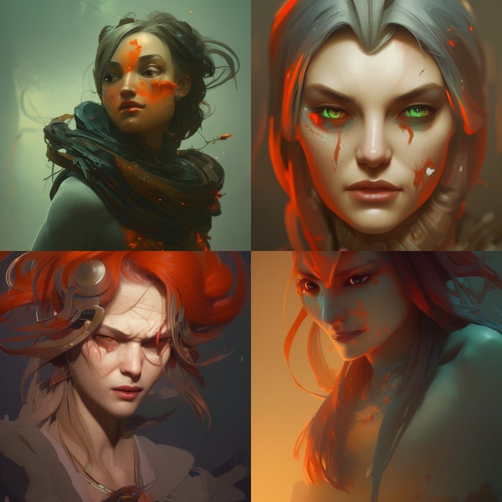 Murderous Wink Concept Art in Orange and Teal