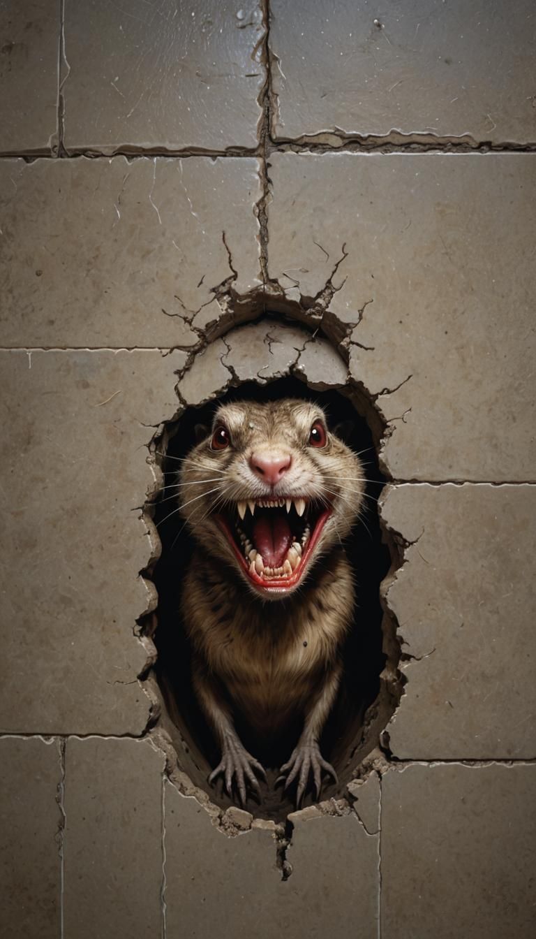 Sinister Vampire Gopher Emerges from Dark Hole