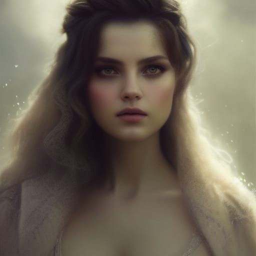 Beautiful Woman with Metal Body, Charcoal Drawing