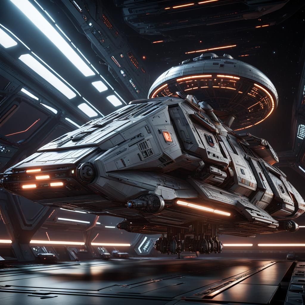 Epic Starship in Space, Sci-Fi Digital Art