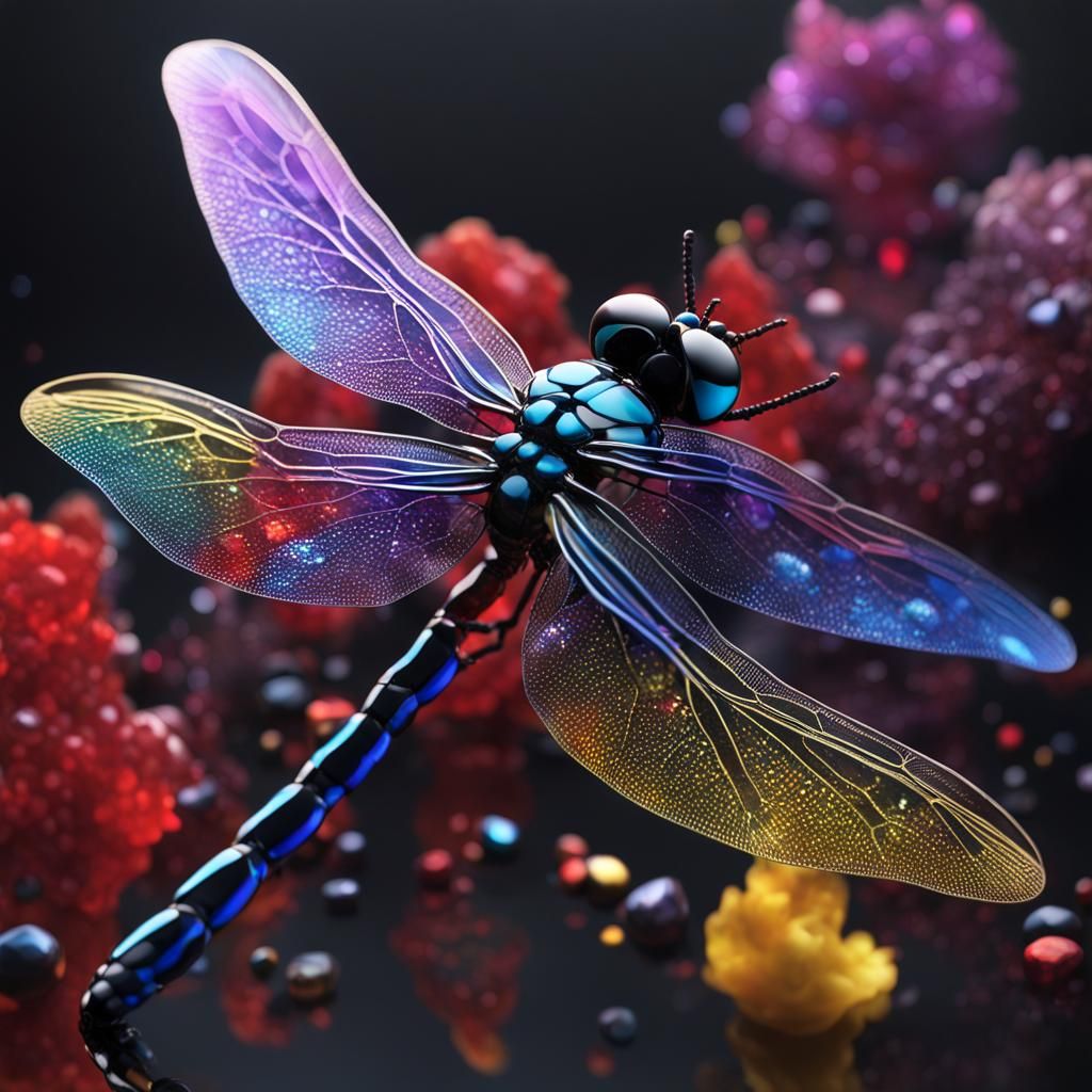 Crystal Dragonfly in Cinematic CGI Diorama
