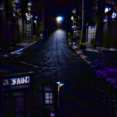 Night Scene: Dark and Empty Street