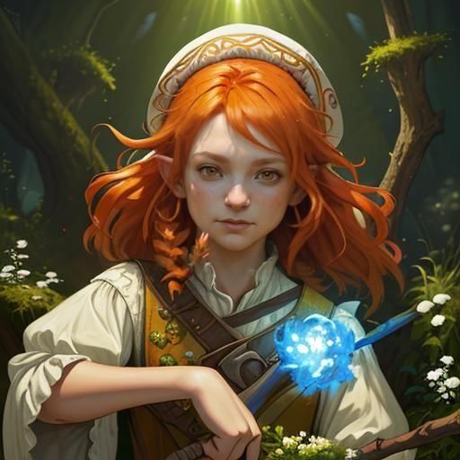 Halfling Druid Portrait in Hyperdetailed Fantasy Style