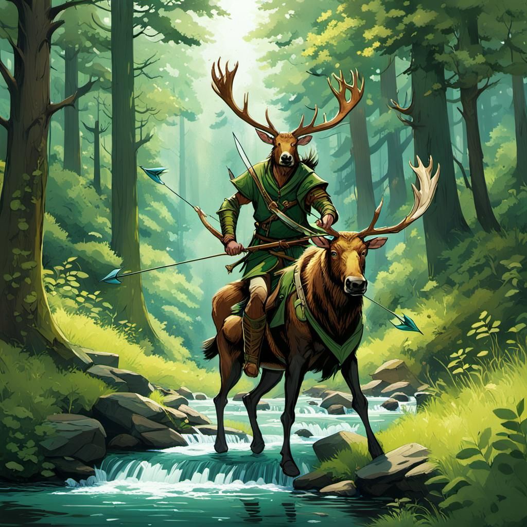 Robin Hood Leaps Through Sun-Dappled Forest