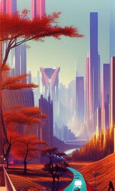 Futuristic Sci-Fi City in Harmony with Nature