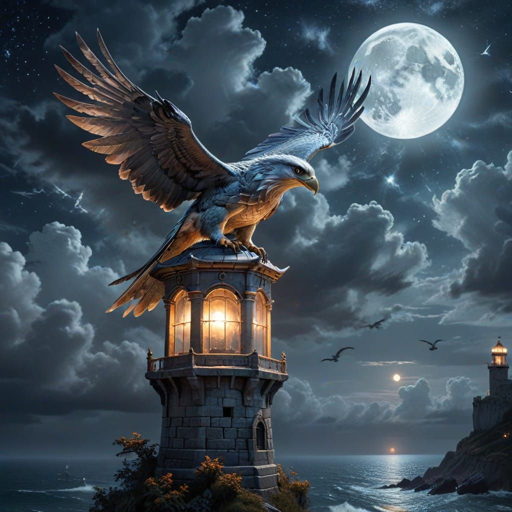 A silver hawk is poised to rest #01