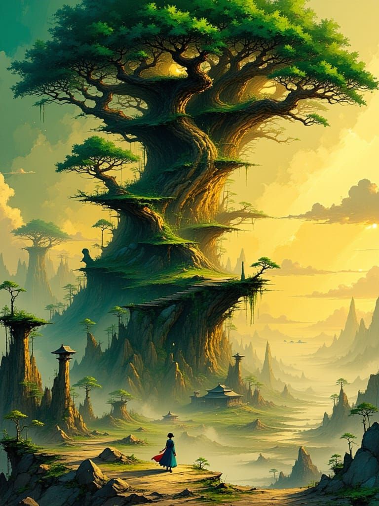 Ancient Tree Structure in Miyazaki Style