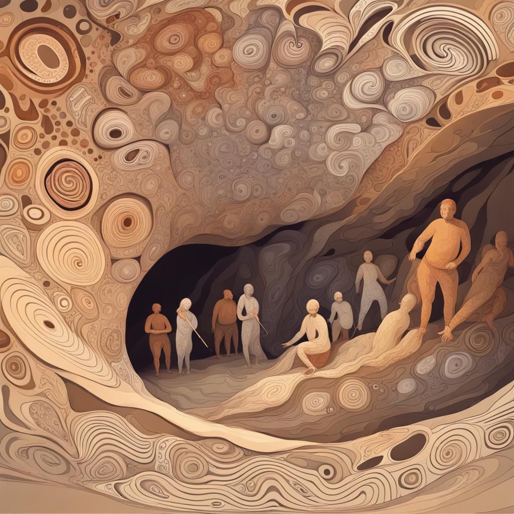 Chumash Cave Pictographs with Abstract Fractal Art