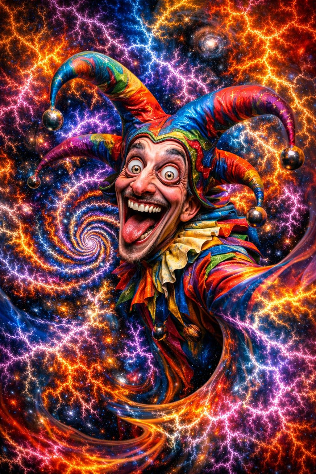 Cosmic Jester in Elastic Reality Vortex