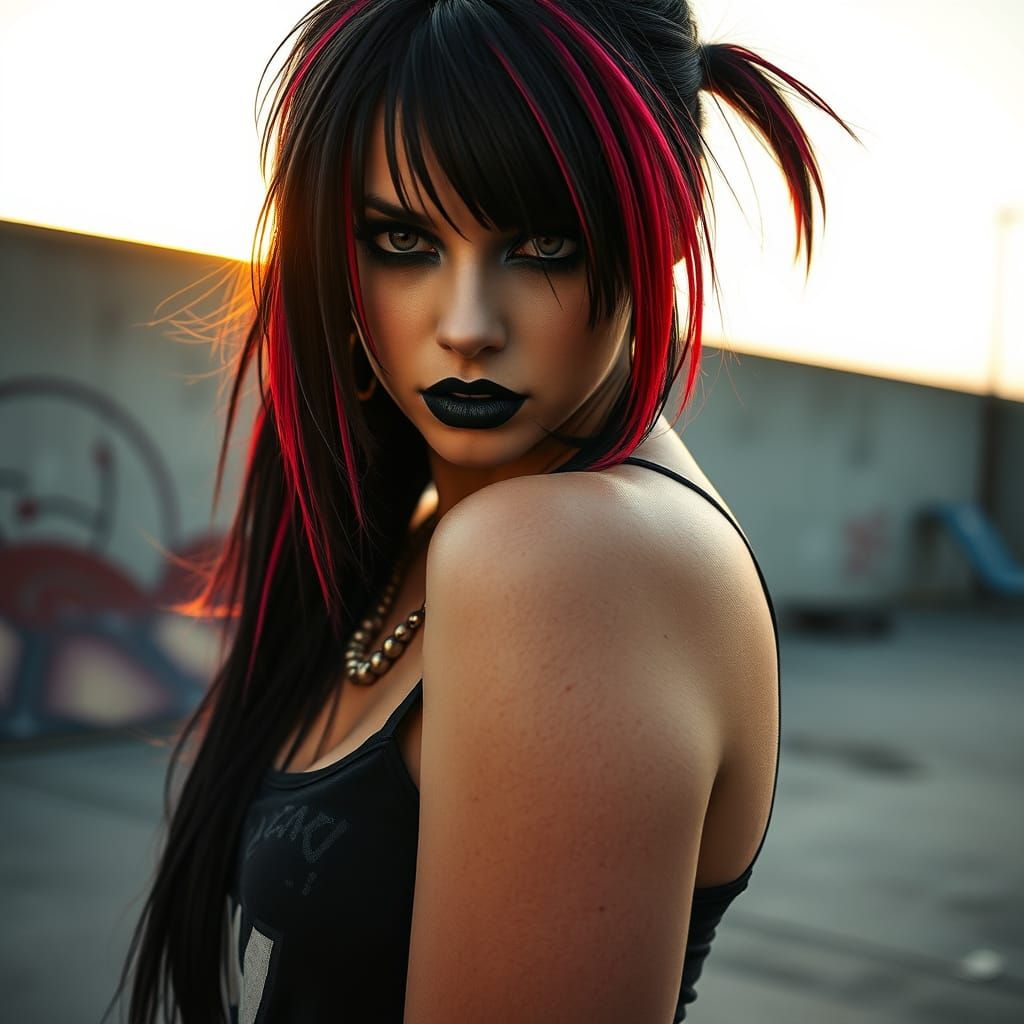 Ultra-Realistic Portrait of a Gritty Punk E-Girl