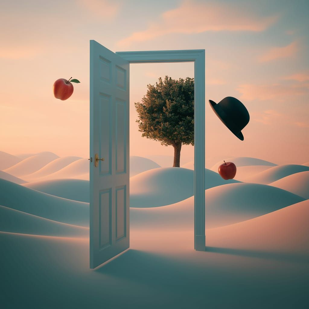 Door, tree and apples