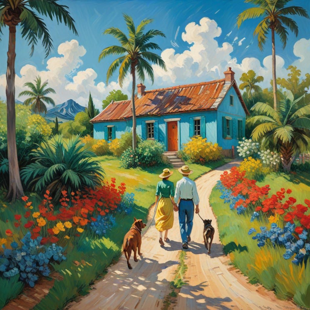 Family's Joyful Moment in Tropical Paradise