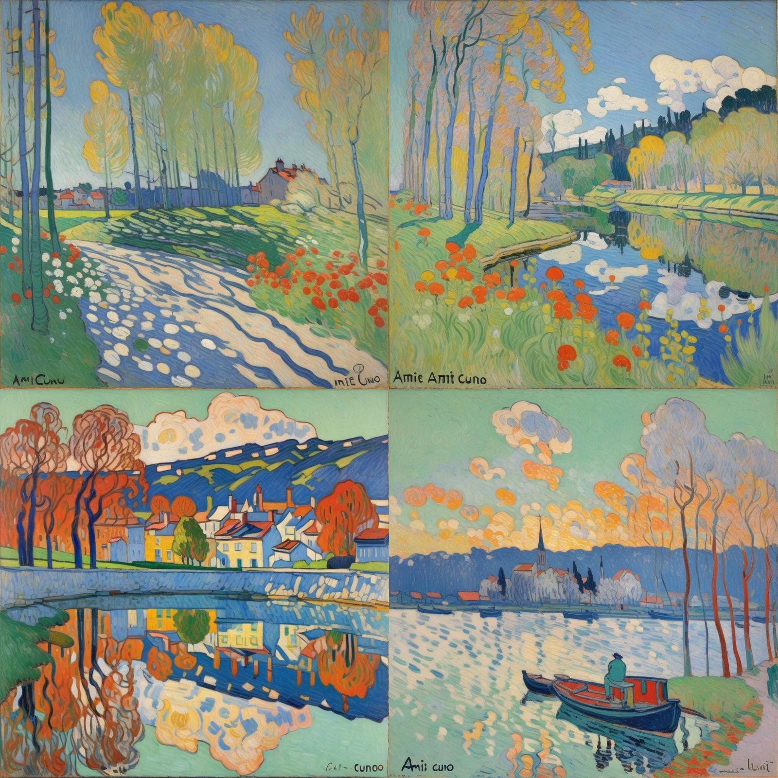 Colorful Painting in Early 20th-Century Style